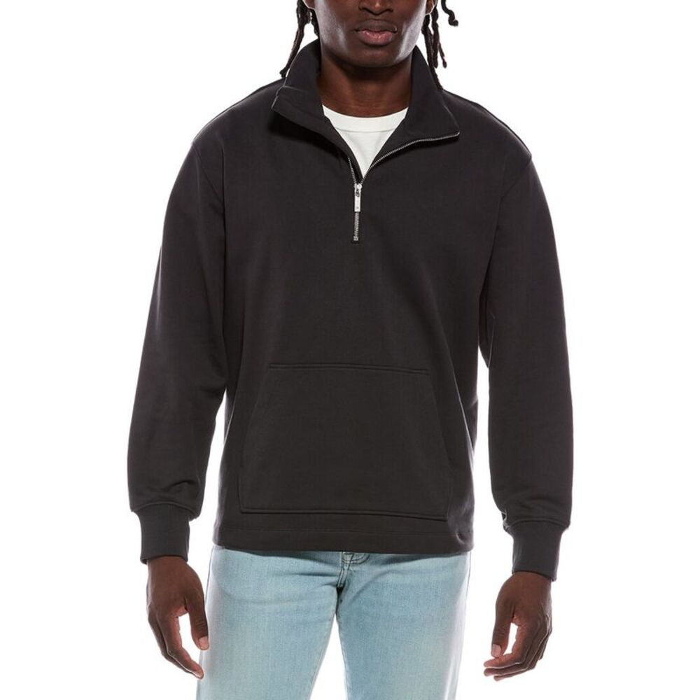 Helmut Lang Mens  1/4-Zip Pullover, Black